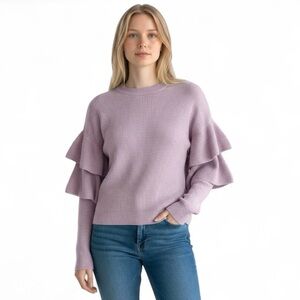 Romeo + Juliet Couture Lilac Ruffle Sleeve Knit Top, Size S